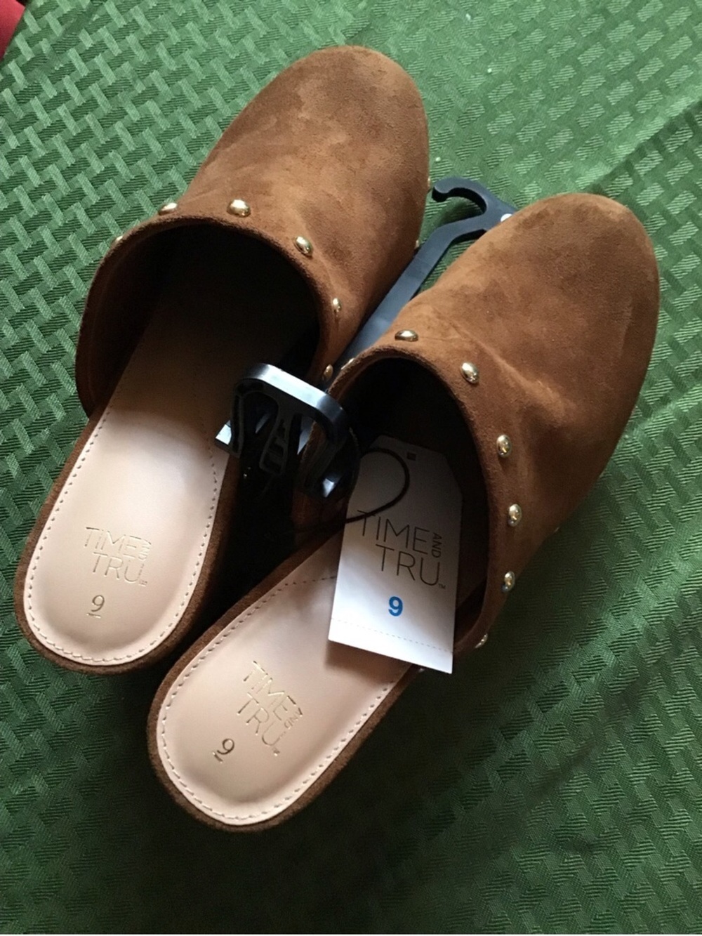 Women’s Brown Studded Suede Mule Slides - Picture 4 of 11